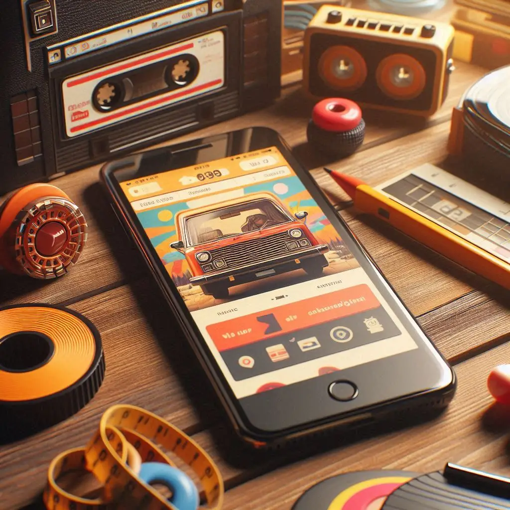 un iphone dans un environnement rétro
